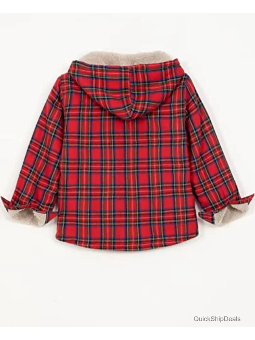 Boys Sherpa Lined Flannel Jacket Hooded Zip Up Plaid Coat